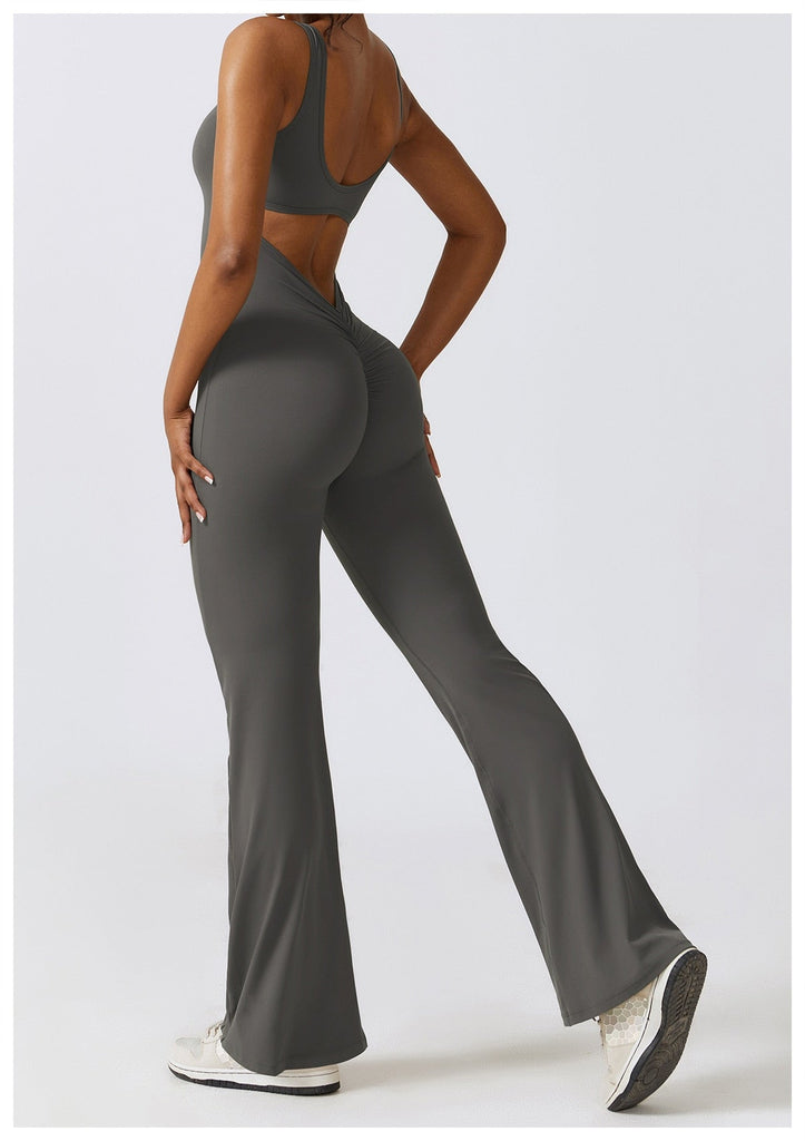 Scrunch V Back Flared Jumpsuit