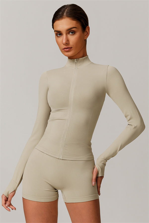 The Nova Luxe Jacket Shorts 2-Piece Set Almond