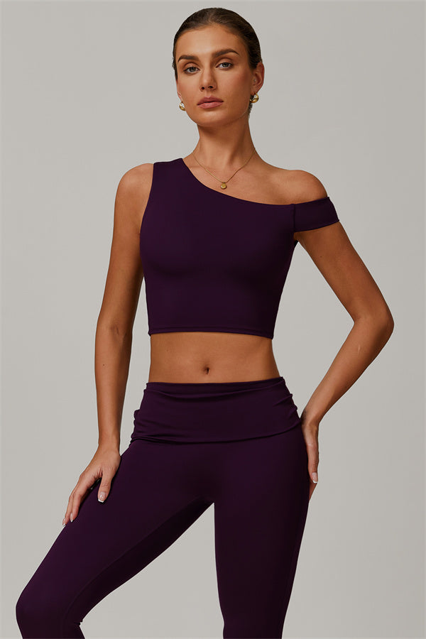 The Pearl Crop Top Leggings 2-Piece Set Plum Purple