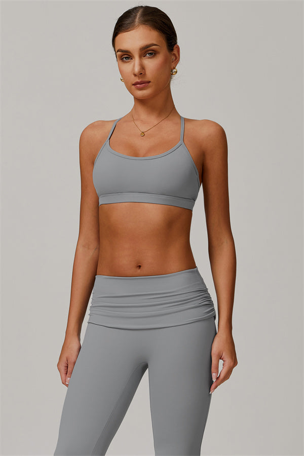 The Juno Star Sports Bra Flared Leggings 2-Piece Set Grey