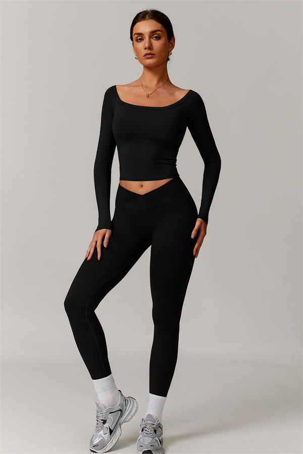 The Vivid Long Sleeve Crop Top Leggings 2-Piece Set