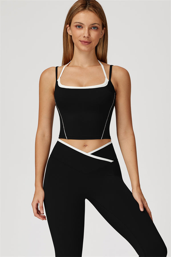 The Radiant Crop Top Leggings 2-Piece Set Black