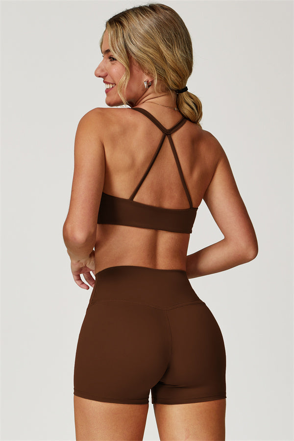 The Boost Crossback Sports Bra Isabella Shorts 2-Piece Set Roman Brown