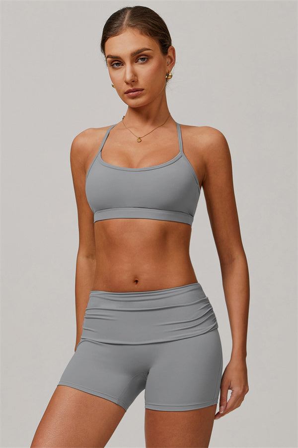 The Juno Star Sports Bra Shorts 2-Piece Set Grey