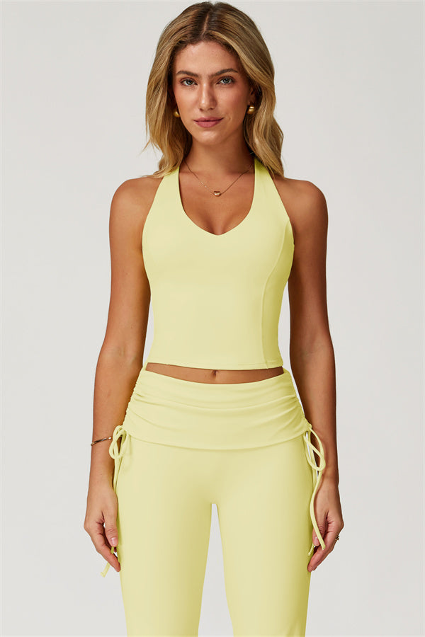 Alani V Top & Flared Folded Set Yellow Tan