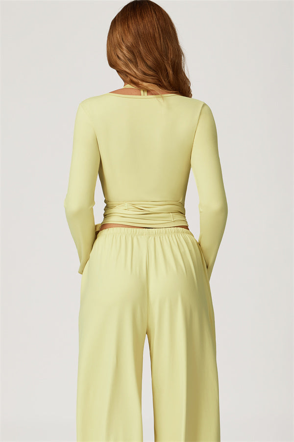 The Sprint Long Sleeve Crop Top Halter Tank Top Sweatpants 3-Piece Set