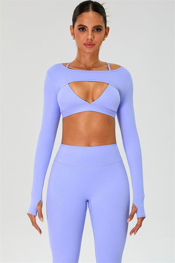 The Ember Sports Bra Crop Top Leggings 3-Piece Set Periwinkle