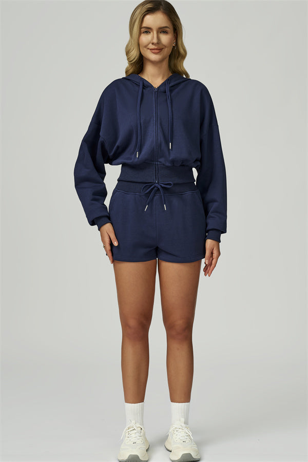 The FlexFit Crop Hoodie Shorts 2-Piece Set