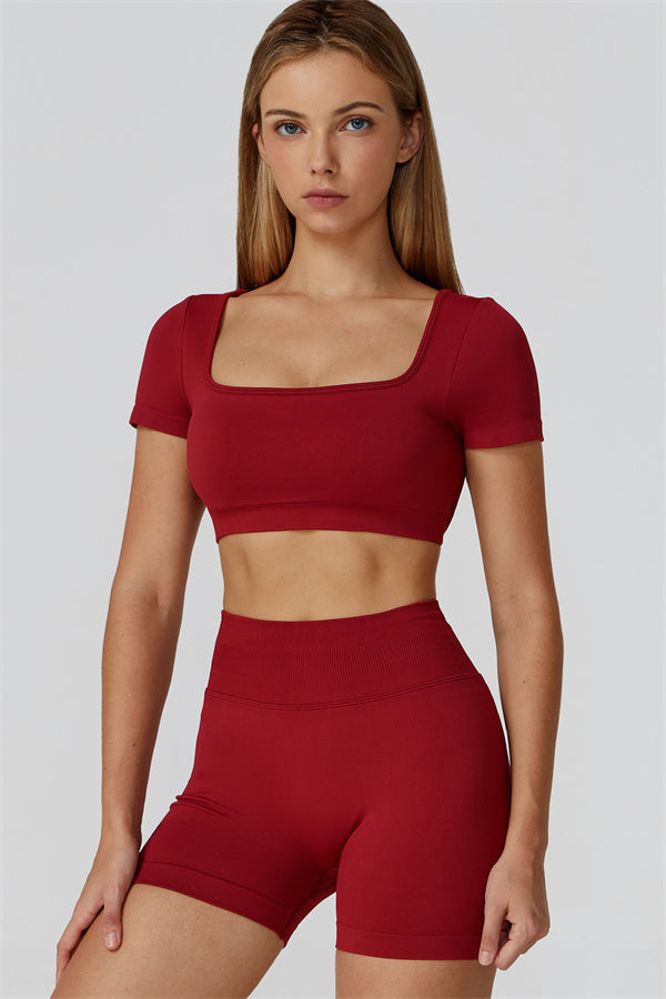 The Reign Crop Top Shorts 2-Piece Set Red Berry