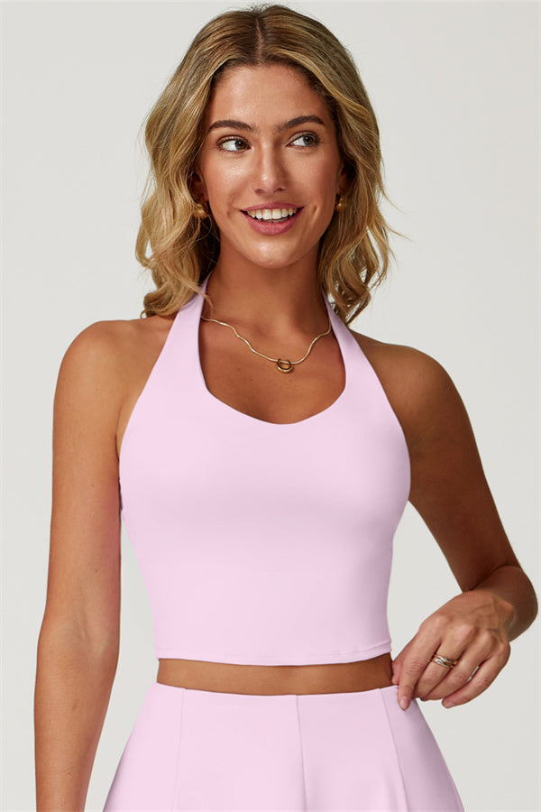 The Boost Halter Crop Top Vanilla
