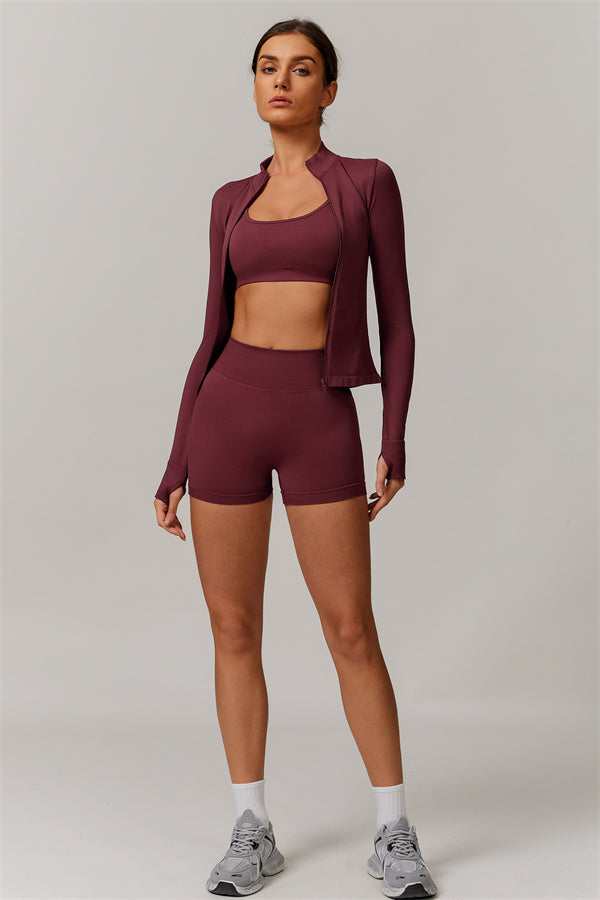 The Nova Luxe Jacket Sports Bra Shorts 3-Piece Set