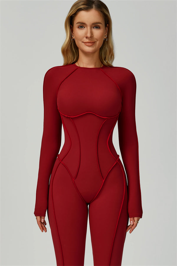 The Anew Long Sleeve Jumpsuit Burgundy