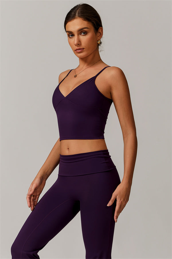 The Vigor Tank Top Flared Leggings 2-Piece Set Plum Purple