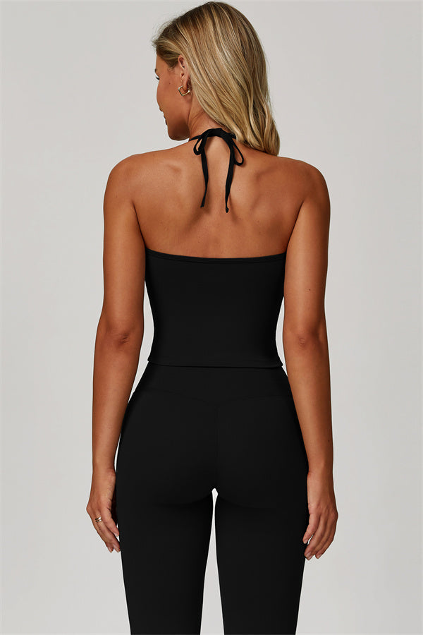 The Refresh Halter Crop Top Flared Leggings 2-Piece Set