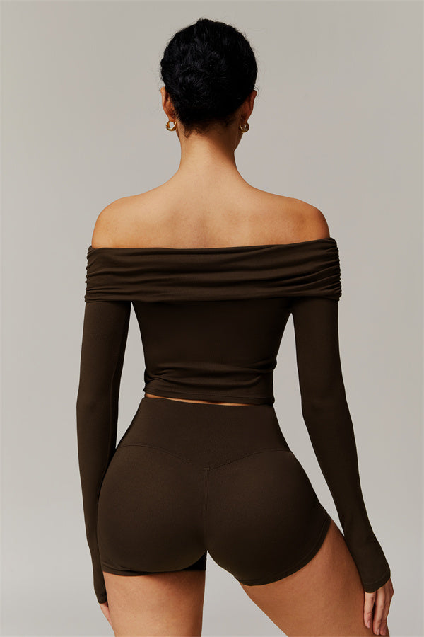 The Luxe Ruched Long Sleeve Off-Shoulder Top