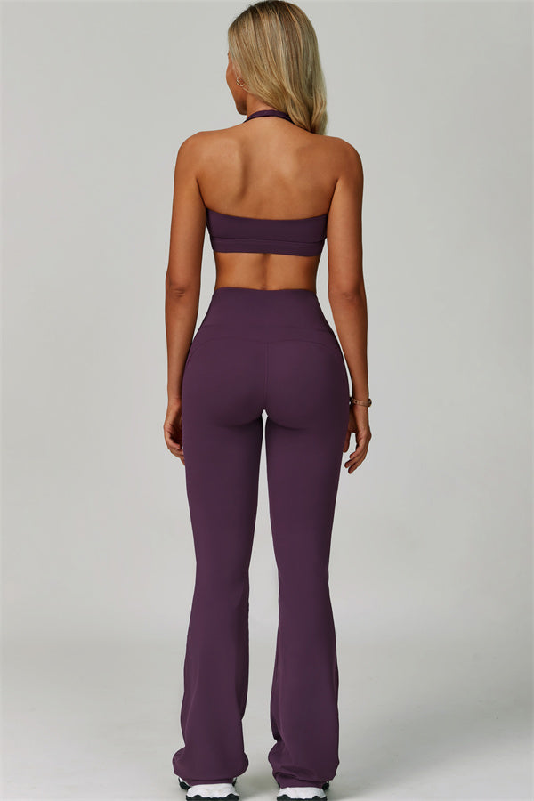 The Bold Halter Sports Bra Flared Leggings 2-Piece Set