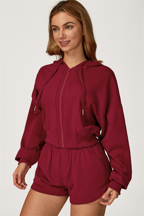 The Glacier Crop Hoodie Shorts 2-Piece Set