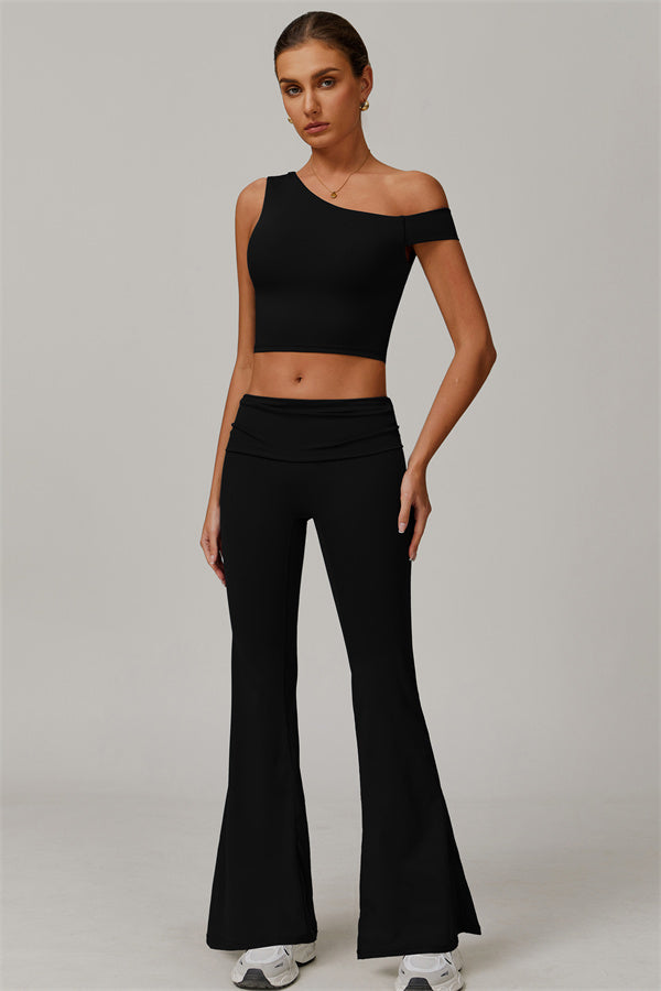 The Pearl Crop Top Flared Leggings 2-Piece Set
