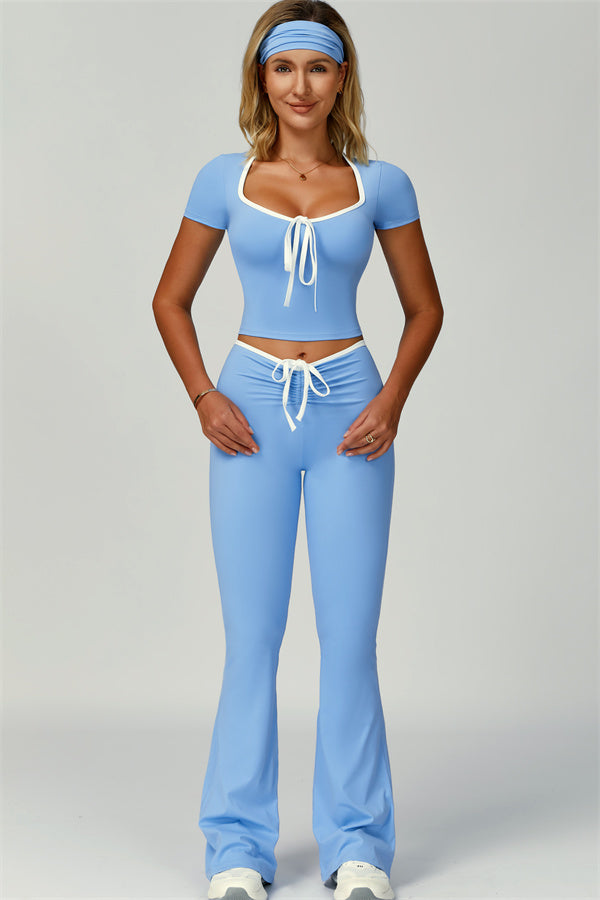 The Skyline Tie Top Flared Leggings 2-Piece Set