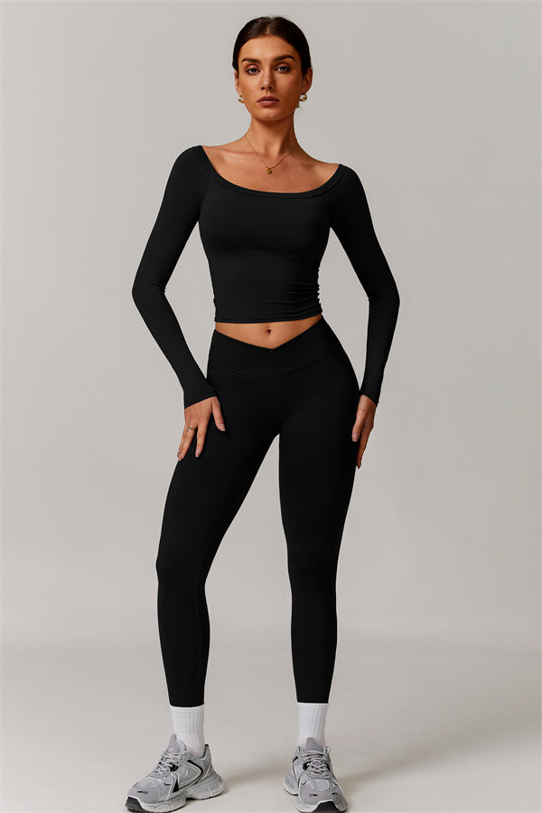 The Vivid Long Sleeve Crop Top Leggings 2-Piece Set