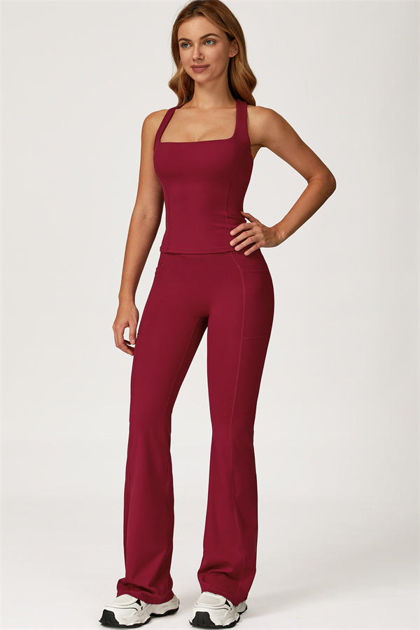 The Glacier Crop Tank Flared Leggings 2-Piece Set