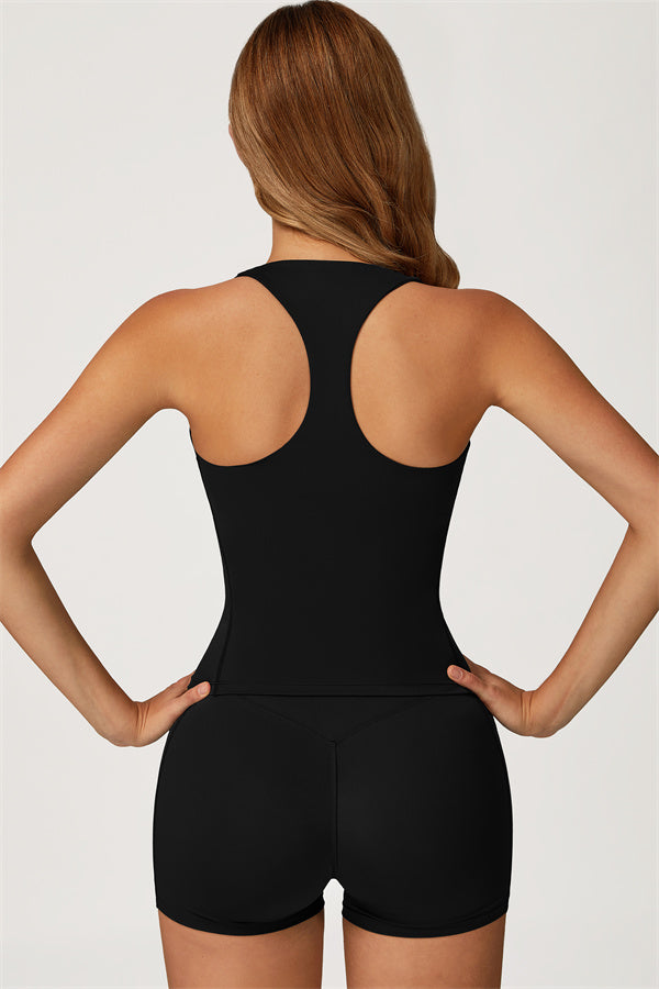 The Glacier Crop Tank Shorts 2-Piece Set Black