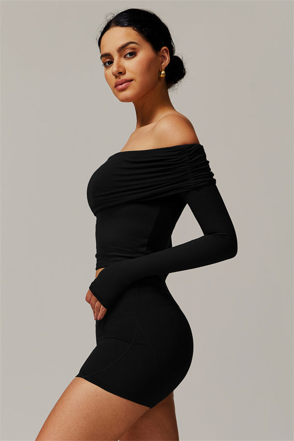 The Luxe Ruched Long Sleeve Off-Shoulder Top