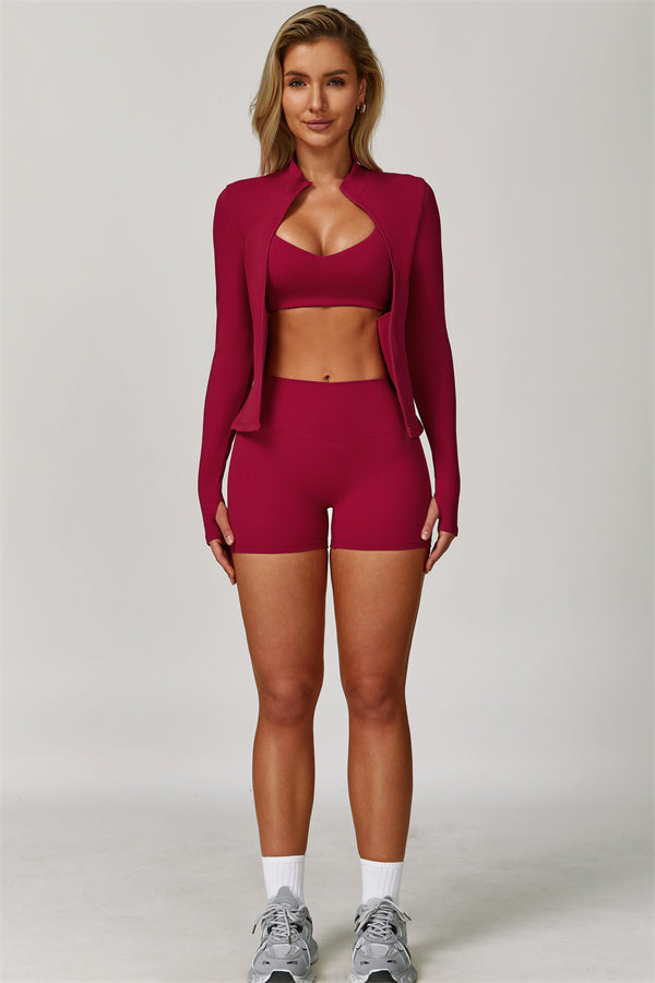 The Refresh Jacket Sports Bra Shorts 3-Piece Set