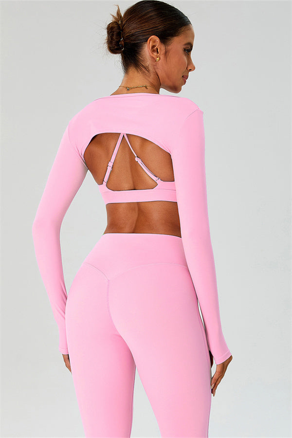 The Ember Sports Bra Crop Top Flared Leggings 3-Piece Set