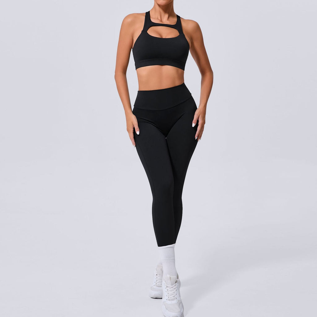 Alisha Bra Top & Leggings Set Black