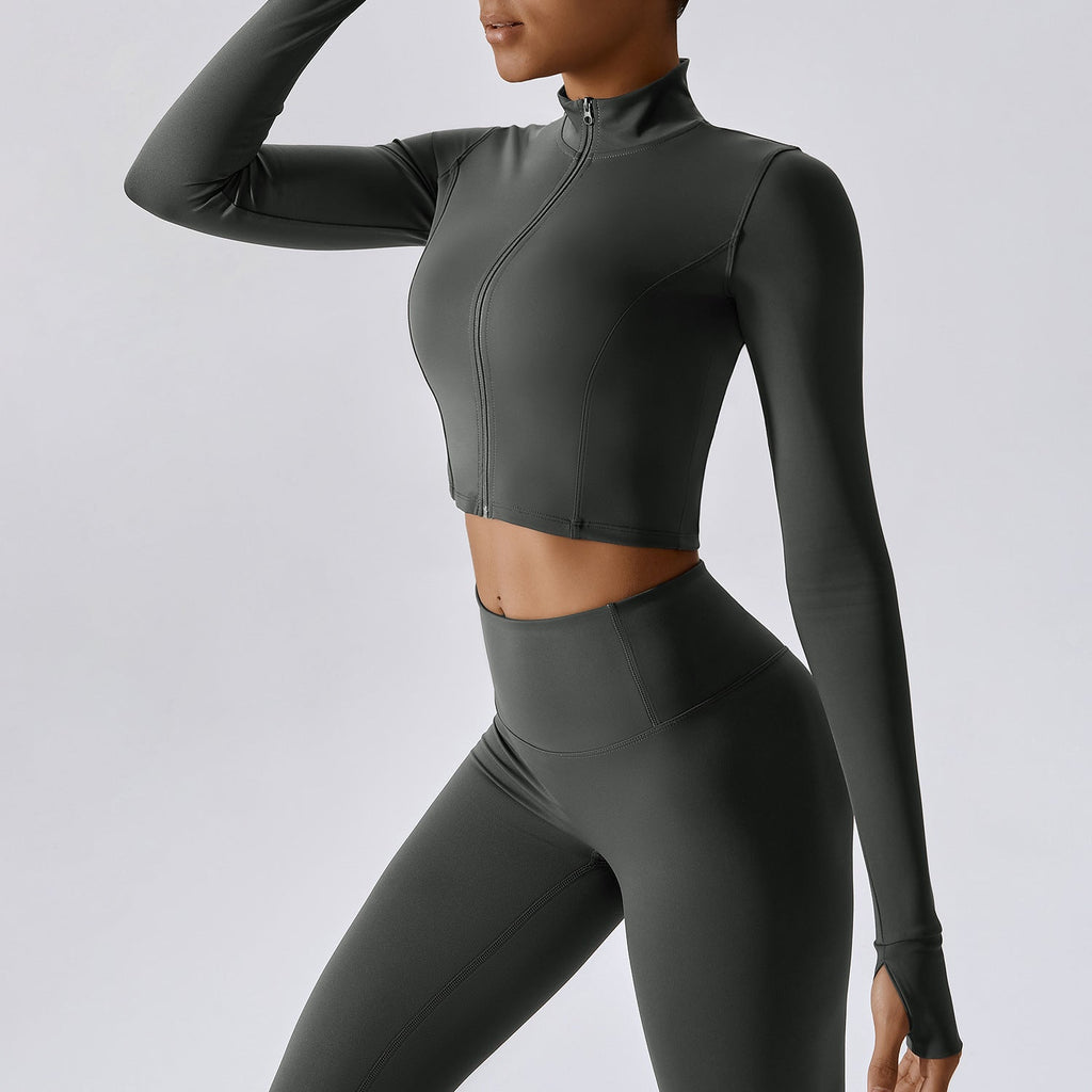 Thea Zip Longsleeve Top Graphite