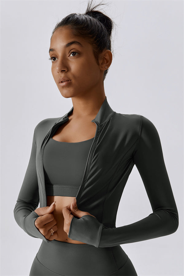 The Eloise Longsleeve Zip Jacket Shuttle Grey