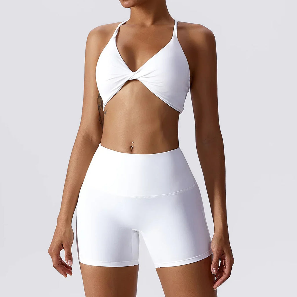 Ibiza Twist Bra Top & Shorts Set White