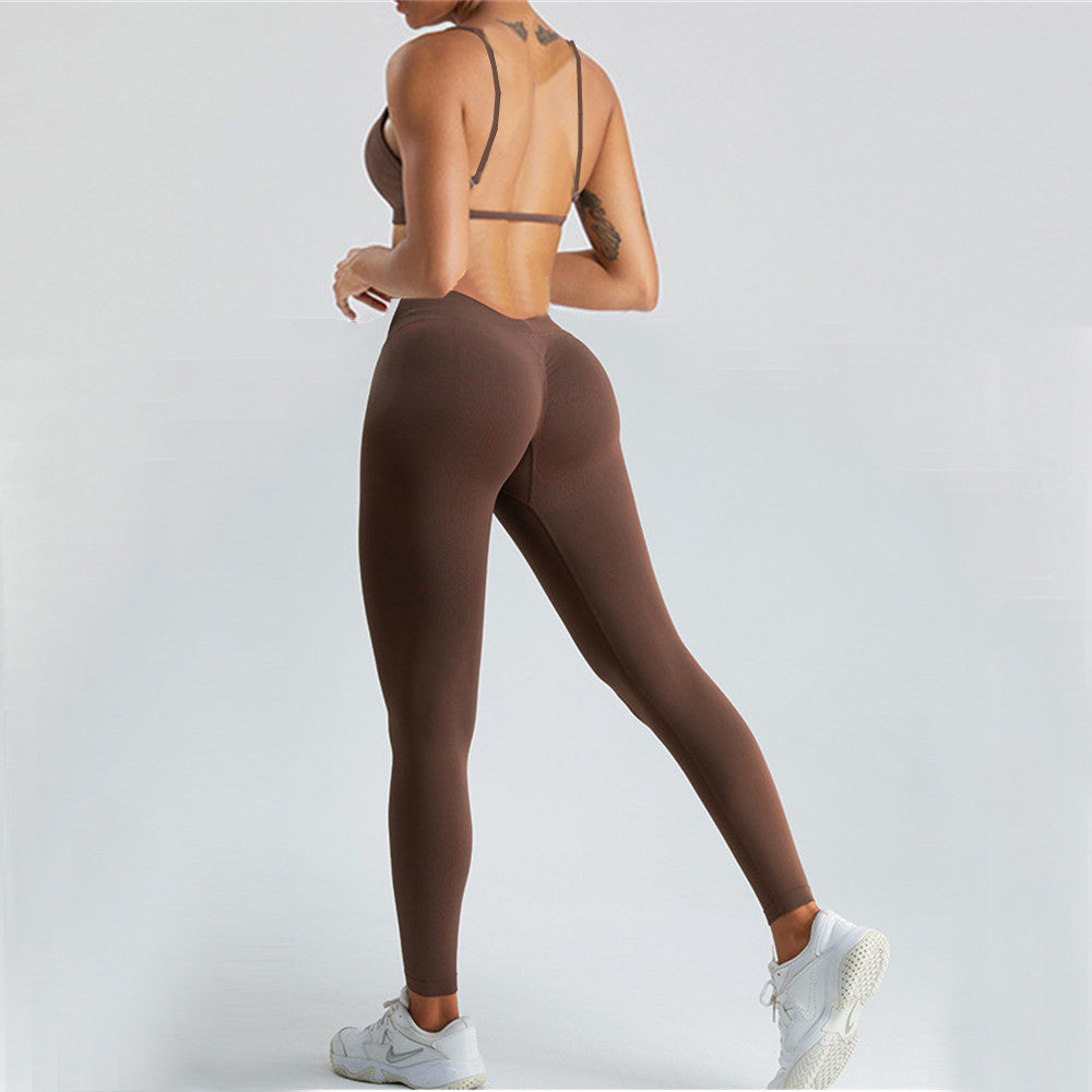 Carrie Bra Top & Leggings Set Brown