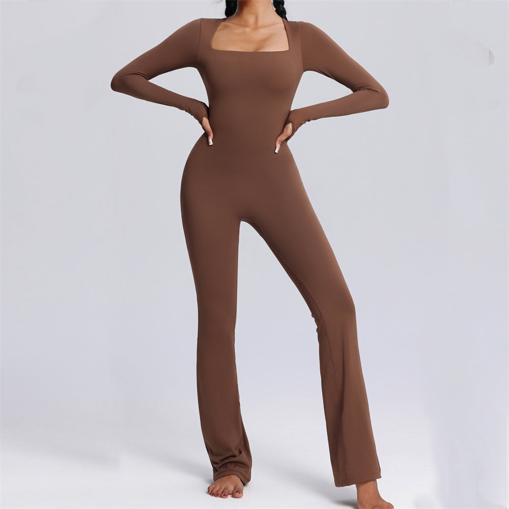Zyla Longsleeve Flared Jumpsuit Brown