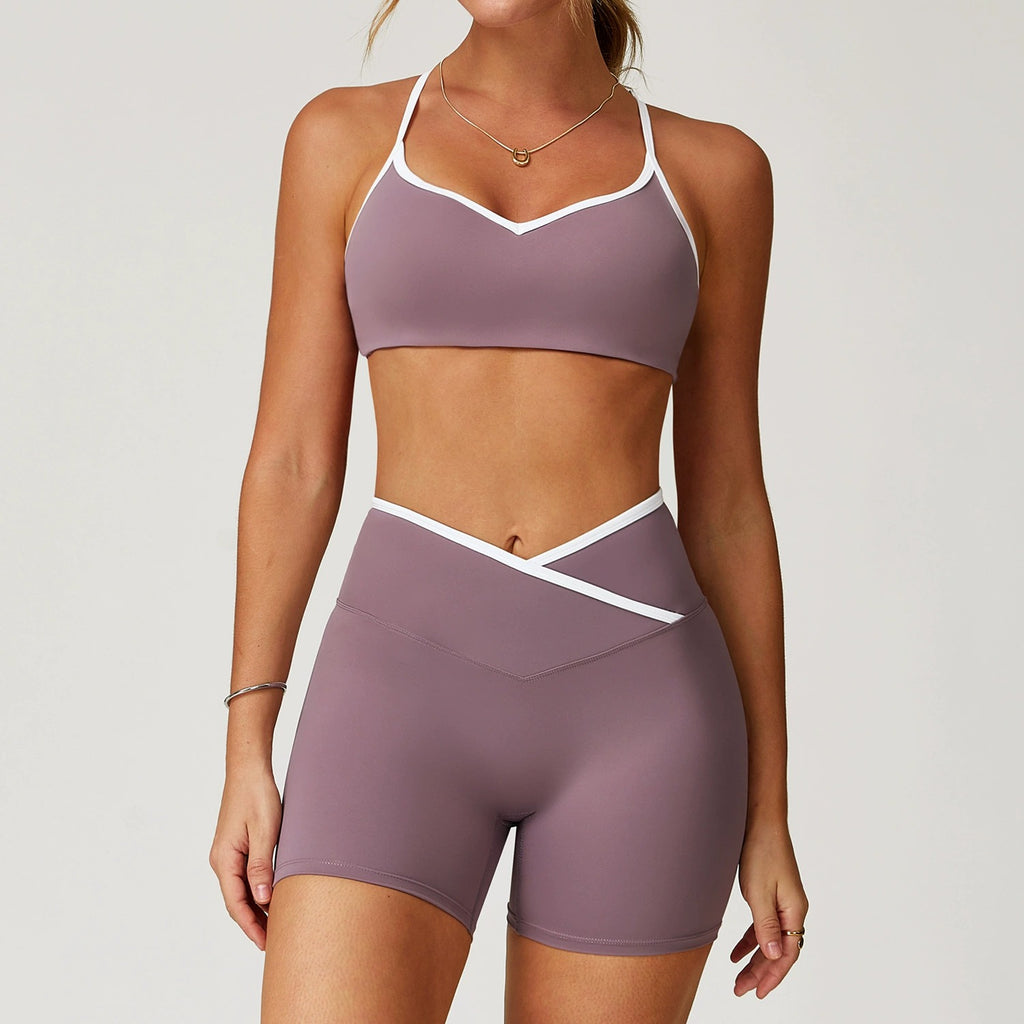 Aiko Wave Bra Top & Shorts Set Amethyst