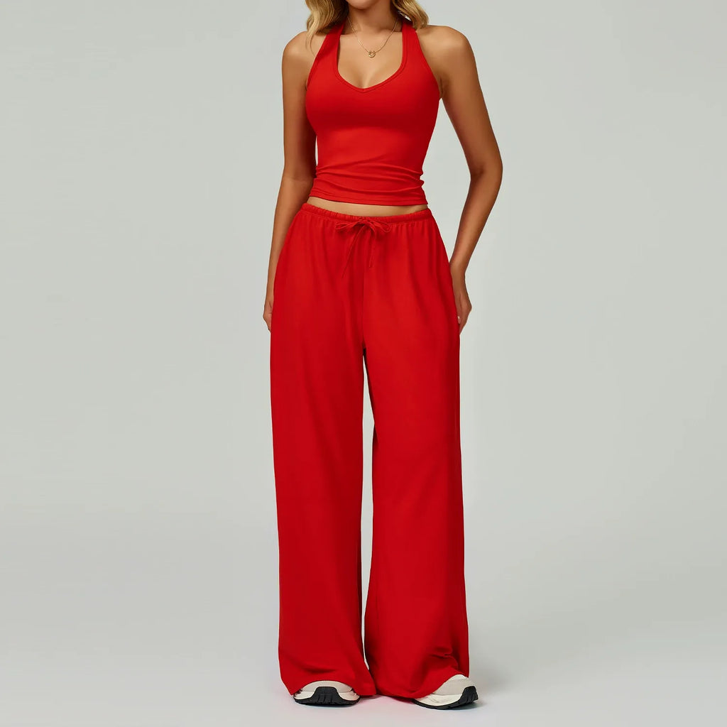 The Sprint Halter Tank Top Sweatpants 2-Piece Set Burgundy