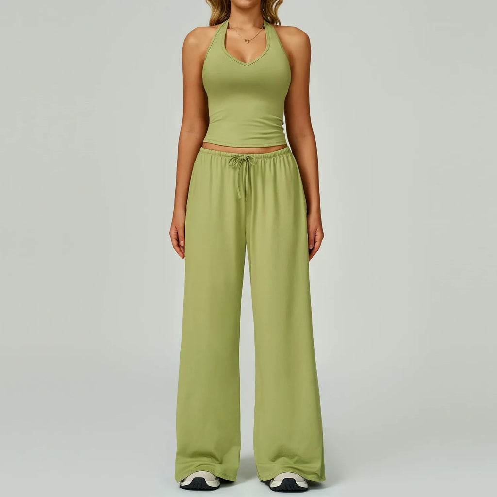 The Sprint Halter Tank Top Sweatpants 2-Piece Set Olive