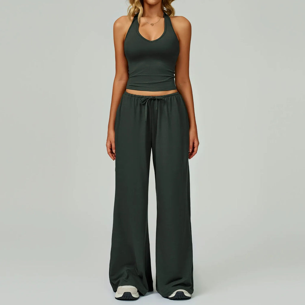 The Sprint Halter Tank Top Sweatpants 2-Piece Set Graphite