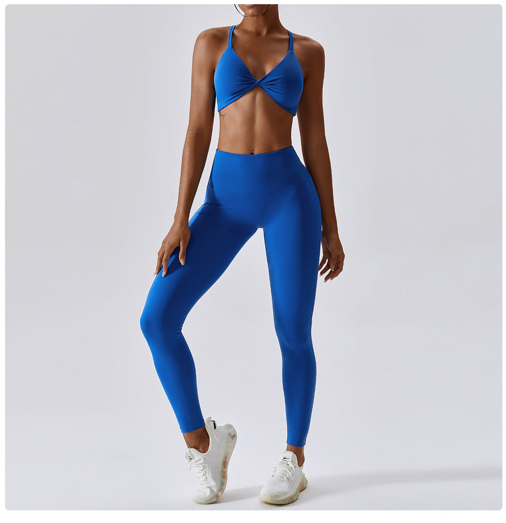 Ibiza Twist Bra Top & Leggings Set Royal blue