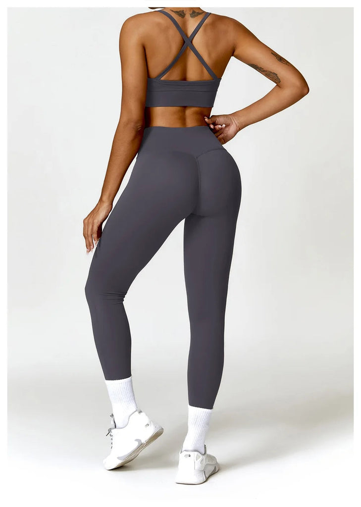 Rachel Cross Bra & Legging Set Graphite