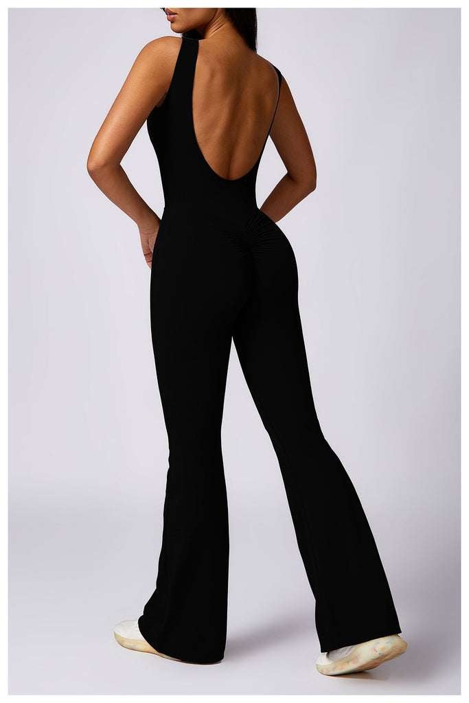 Jewel Scrunch Flared Jumpsuit Black