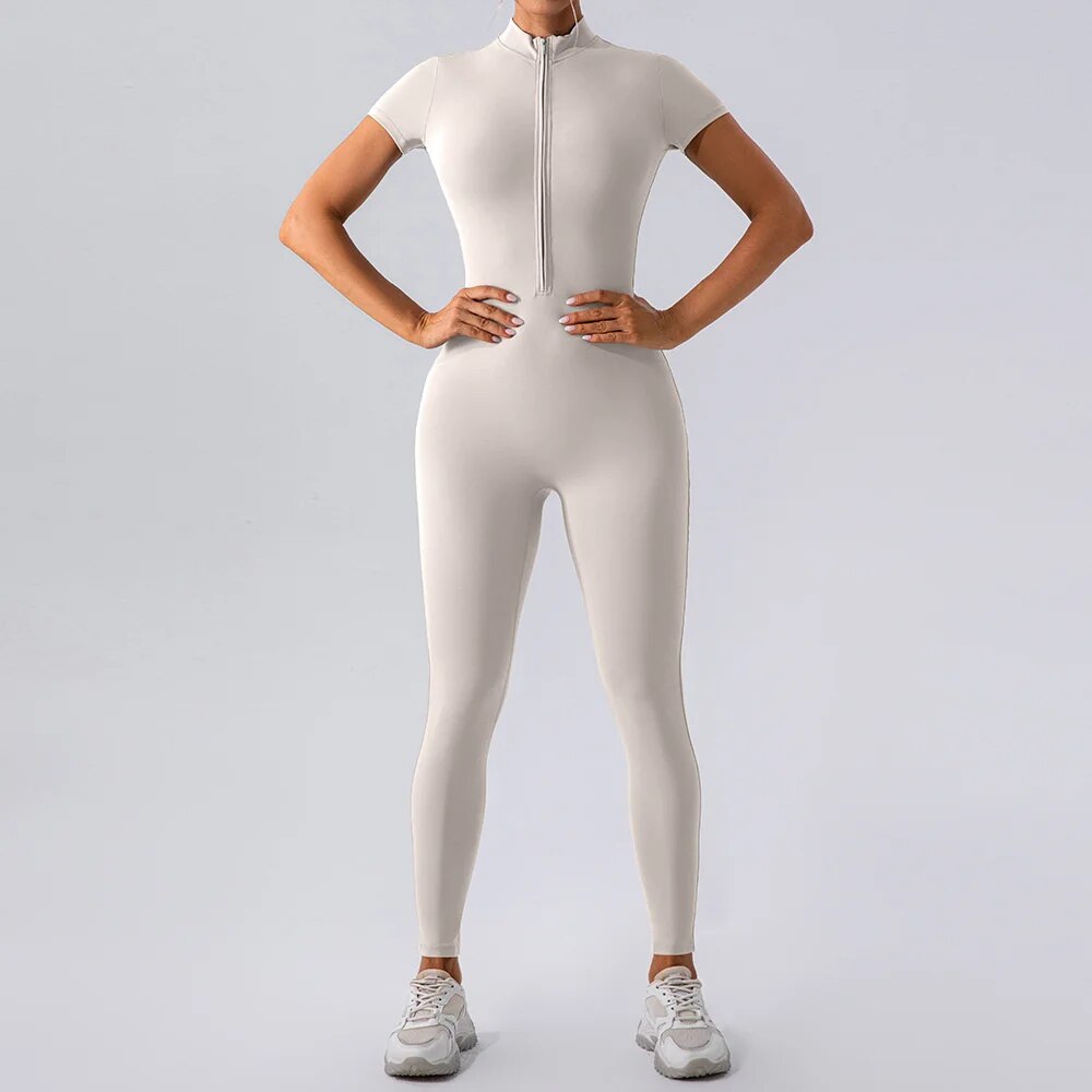 Super Sculpt Short Sleeve Jumpsuit (size down) Ivory