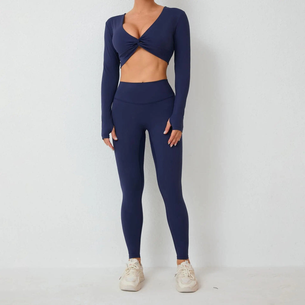 Winona Twist Longsleeve Top & Leggings Set Navy