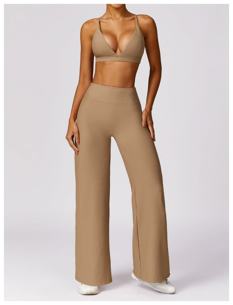 Cora Bralette Top & Flared Set Camel