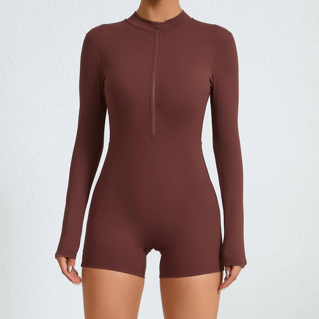 Essential Longsleeve Sculpt Romper Brown