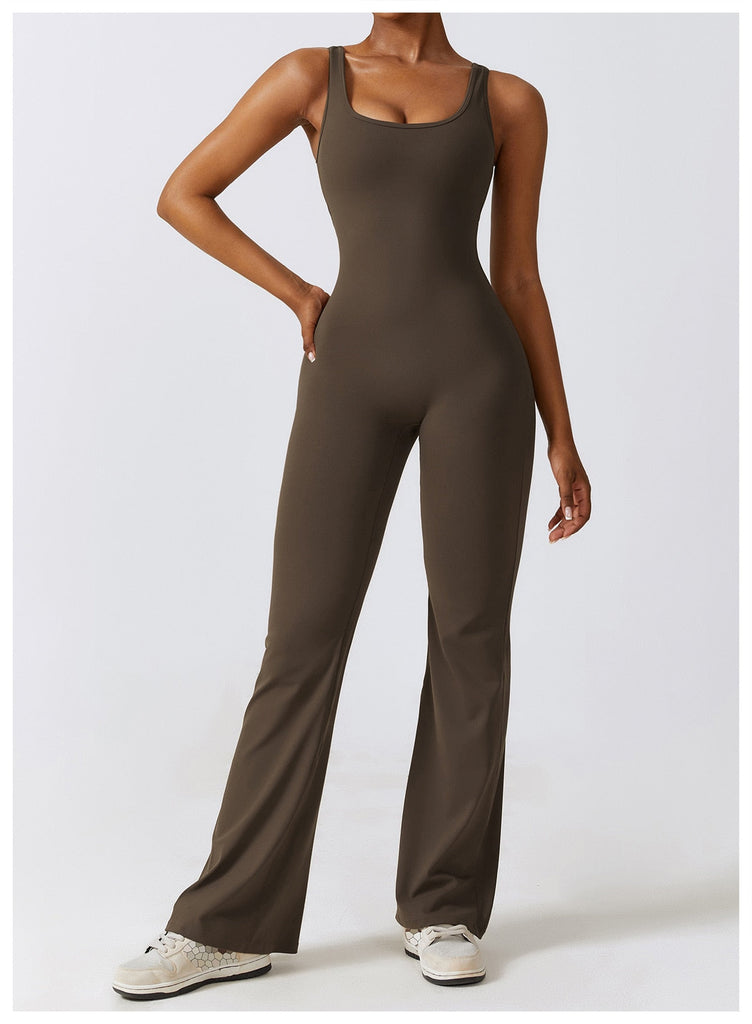 Scrunch V Back Flared Jumpsuit