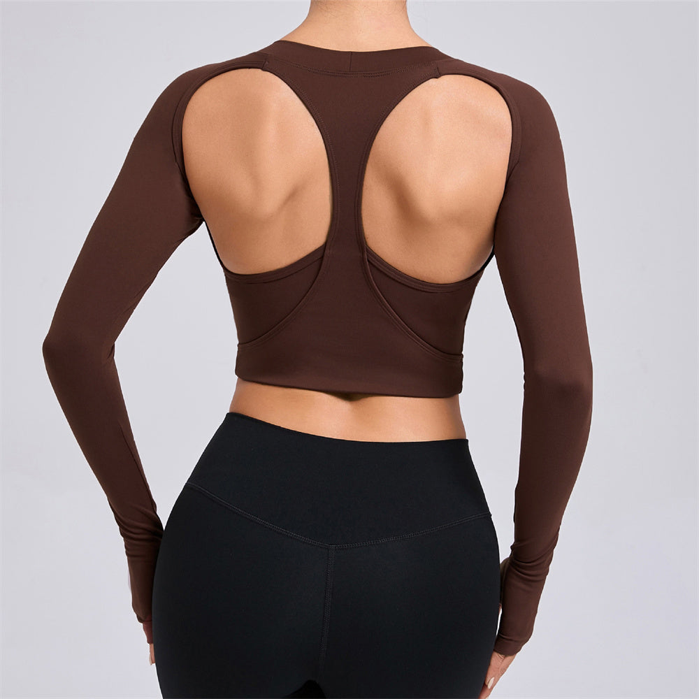 Jolie Cut Out Longsleeve Top Brown