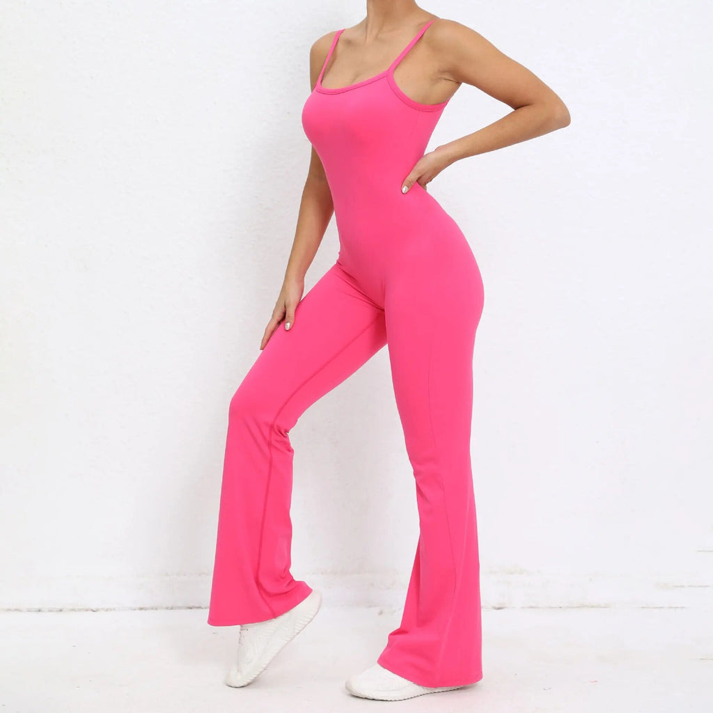 Essential Strappy Flared Jumpsuit Hot pink