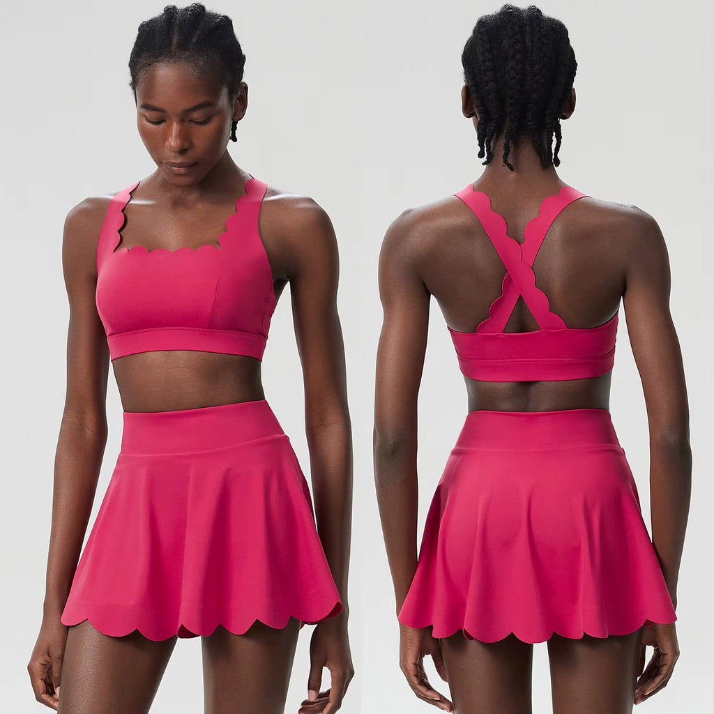 Scallop Square Top & Skort Set Magenta